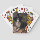 Border Collie Pumpkins Halloween Eng Pokerkaarten (Achterkant)