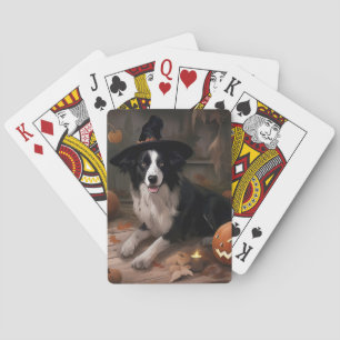 Border Collie Pumpkins Halloween Eng Pokerkaarten
