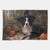 Border Collie Pumpkins Halloween Eng Theedoek (Horizontaal)