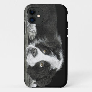 Border Collie Pup - "Vertel me meer over schapen" iPhone 11 Hoesje