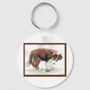 Border Collie Puppy & Grasshopper Sleutelhanger