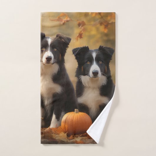 Border Collie Puppy Herfst Delight Pompoen Bad Handdoek (Handdoek)