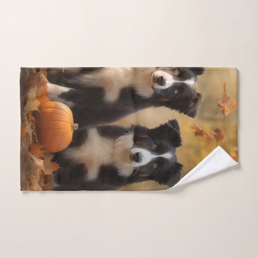 Border Collie Puppy Herfst Delight Pompoen Bad Handdoek (Handdoek)