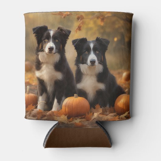 Border Collie Puppy Herfst Delight Pompoen Blikjeskoeler (Voorkant)