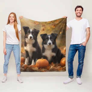 Border Collie Puppy Herfst Delight Pompoen Fleece Deken