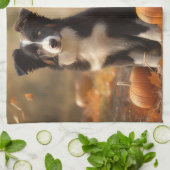 Border Collie Puppy Herfst Delight Pompoen Theedoek (Gevouwen)