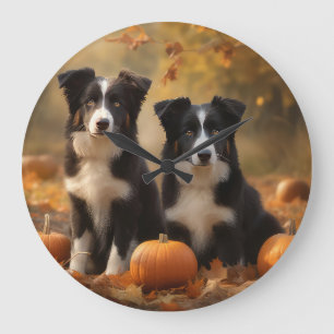 Border Collie Puppy Herfst Genot Pompoen Grote Klok
