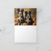 Border Collie Puppy Herfstplezier Pompoen Kaart (Binnen)