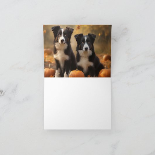 Border Collie Puppy Herfstplezier Pompoen Kaart (Binnen)