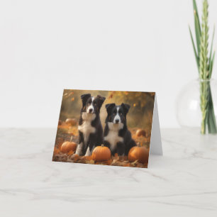 Border Collie Puppy Herfstpracht Pompoen Kaart