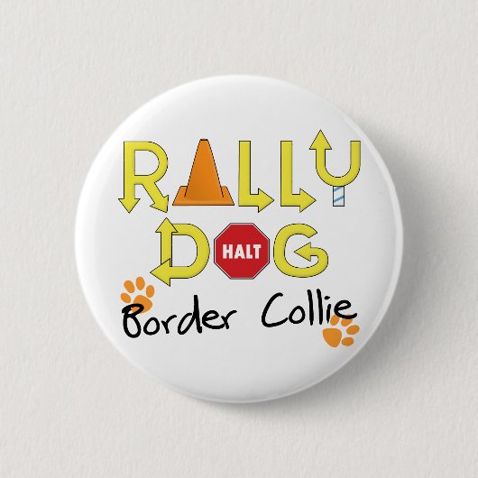 Border Collie Rally Dog Ronde Button 5,7 Cm (Voorkant)