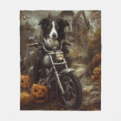 Border Collie Riding Motorfiets Halloween Eng Fleece Deken (Voorkant)