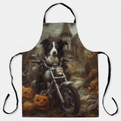 Border Collie Riding Motorfiets Halloween Eng Schort (Voorkant)