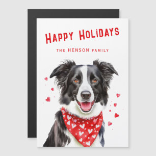 Border Collie Rode Hart Sjaal Kerstkaarten