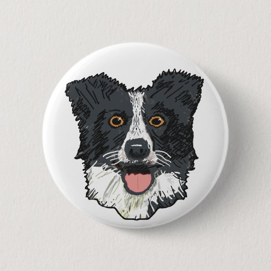 Border Collie Ronde Button 5,7 Cm (Voorkant)