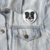 Border Collie Ronde Button 5,7 Cm (In situ)