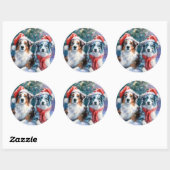 Border Collie Round Christmas Sticker (Feuille)