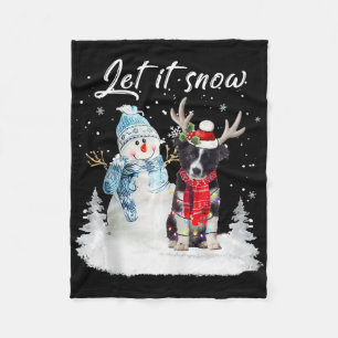 Border Collie Santa Dog Kerstmis Snowman Xmas Paj Fleece Deken