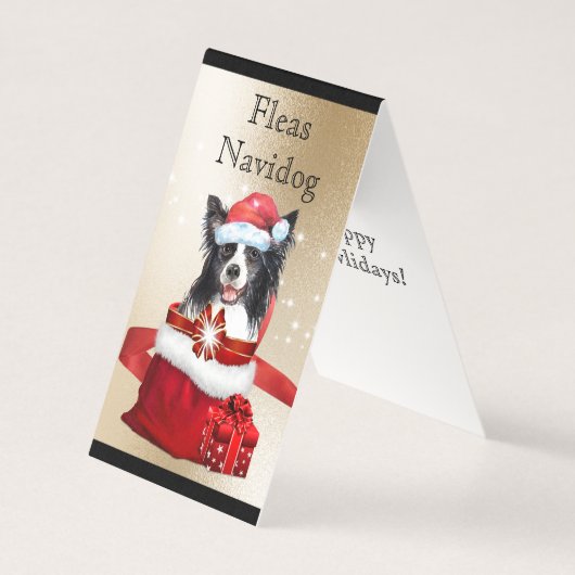 Border collie Santa hat kerstcadeaus DIY groet Kaart (Voorkant)
