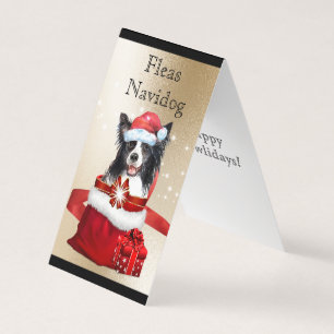 Border collie Santa hat kerstcadeaus DIY groet Kaart
