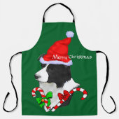 Border Collie Santa Hat Kerstmis Schort (Voorkant)