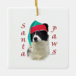 Border Collie Santa Paws Keramisch Ornament