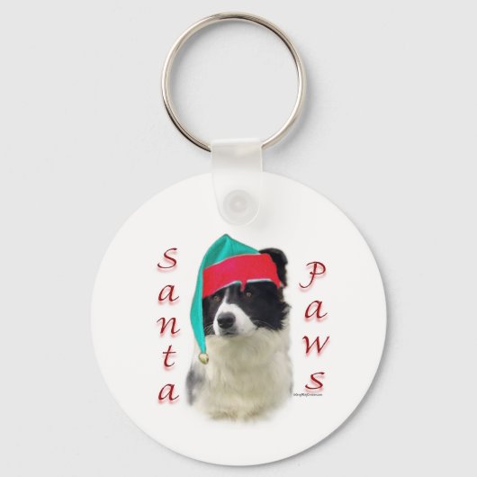 Border Collie Santa Paws Sleutelhanger (Voorkant)