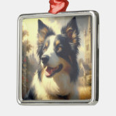  Border Collie schilderij Metalen Ornament (Links)