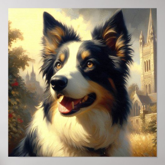 Border Collie schilderij Poster (Voorkant)