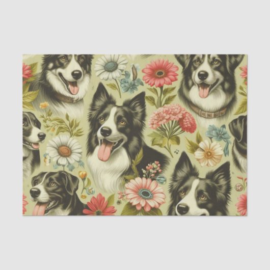 Border Collie schilderij Tissuepapier (Voorkant)