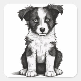 Border Collie Sheepdog Australian Shephard Puppy Vierkante Sticker