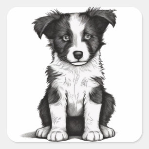 Border Collie Sheepdog Australian Shephard Puppy Vierkante Sticker
