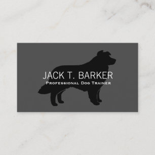 Border Collie Silhouet Zwart op Grijs Visitekaartje