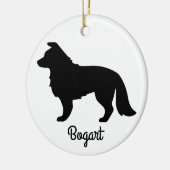 Border Collie Silhouette Keramisch Ornament (Links)