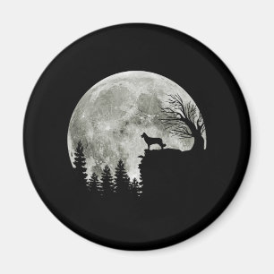 Border Collie silhouette on Mountain Halloween Dog Magneet