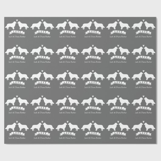 Border Collie Silhouetten Bruiloft met aangepaste Cadeaupapier (Vlak)