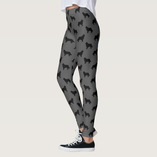 Border Collie Silhouettes Pattern Black and Grey Leggings (Links)