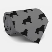Border Collie Silhouettes Pattern Black and Grey Stropdas (Opgerold)