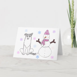 Border Collie & Snowman Feestdagen Kaart
