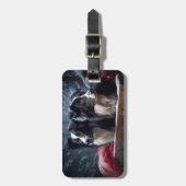 Border Collie Snowy Sleigh Kerst Decor Bagagelabel (Voorkant verticaal)