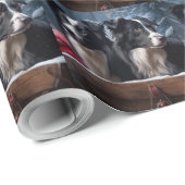 Border Collie Snowy Sleigh Kerst Decor Cadeaupapier (Rol Hoek)