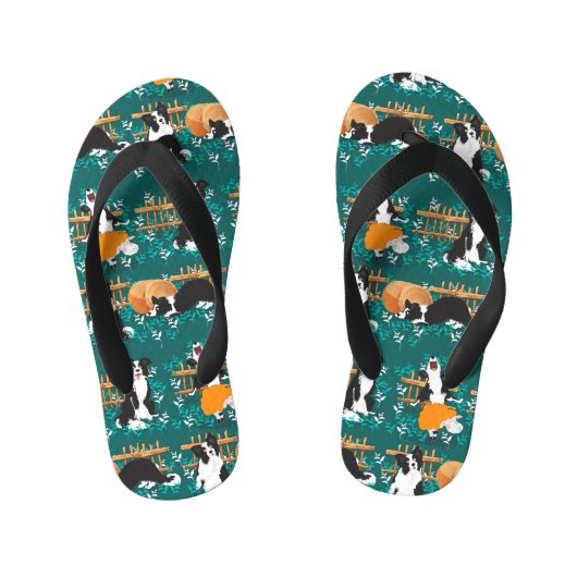 Border Collie speelt met schapen Kinder Teenslippers (Voetbed)
