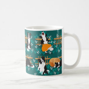 Border Collie speelt met schapen Koffiemok