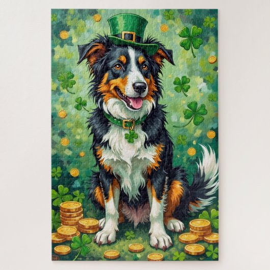 Border Collie St Patrick’s Day Lucky Dog Legpuzzel (Verticaal)