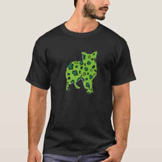 Border Collie St. Patricks Day Green Leopard Shamr T-shirt
