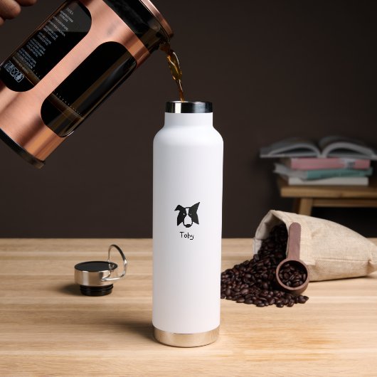 Border collie stamp waterfles (Koffie)