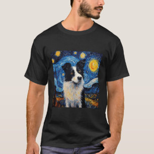 Border Collie Sterrennacht voor Dog Mam Dog Pap T-shirt
