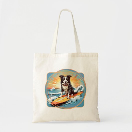 Border Collie Surfende Hond Tote Bag (Voorkant)