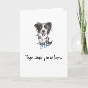 Border Collie tekening, gepersonaliseerde Vaderdag Kaart