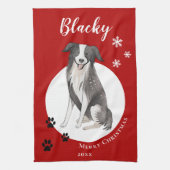 Border Collie Tekening Paw Vrolijk Kerstfeest Theedoek (Verticaal)